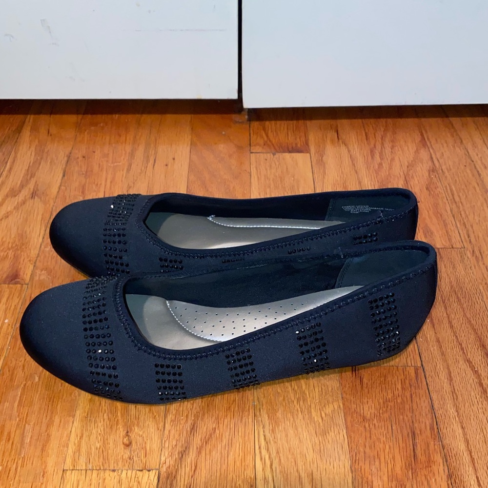 Black flats with black rhinestones